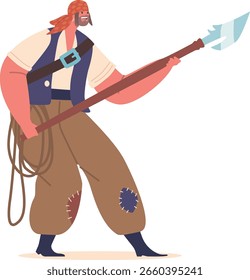 Guerreiro pirata lutando pike ilustração vetor