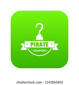 Pirate weapon icon green vector isolated on white background