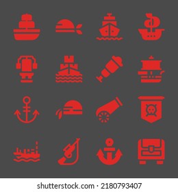 pirate web icons. Ship and Pirate, Ship and Ship symbol, vector signs