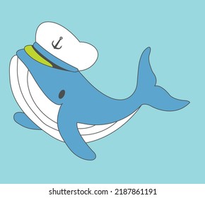 pirate whale, cute sailor whale, cute blue whale, cute summer whale