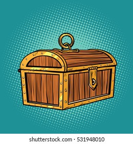 Pirate wood treasure chest closed