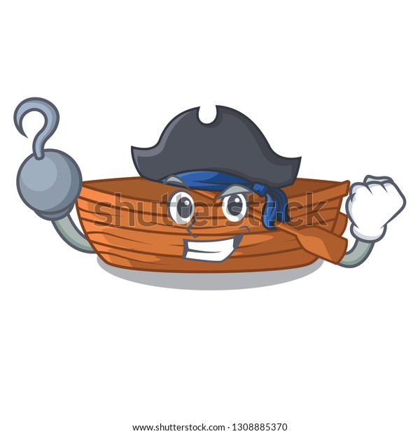 Pirate wooden boat in\
the cartoon shape