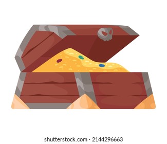 pirate wooden treasure chest icon