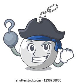 Pirate wrecking shattering ball on wall cartoon