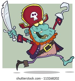 Pirate Zombie With A Cutlass Cartoon Character