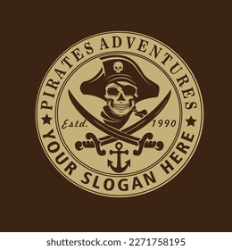 pirates adventures logo vector illustration