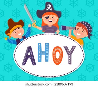 Pirates ahoy, cute vector pirate graphic for your garments