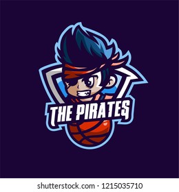 The pirates basketball sport logo template