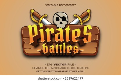 pirates batle game 3d editable text effect modern and playful