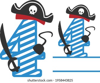 Pirates Birthday Number 4 - Pirates Monogram design