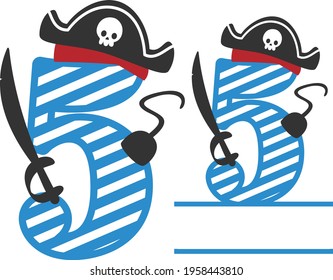 Pirates Birthday Number 5 - Pirates Monogram design