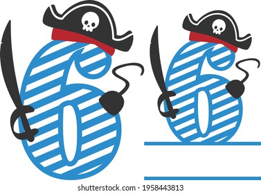 Pirates Birthday Number 6 - Pirates Monogram design