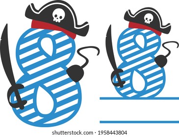 Pirates Birthday Number 8 - Pirates Monogram design