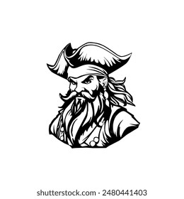Pirates black and white isolated design line art