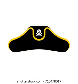 Pirates cap isolated. Hat buccaneer. Bones and skull. Corsair Accessory. Vector illustration
