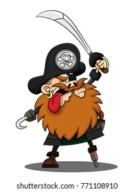 The pirates Captain instructed to war cartoon vector