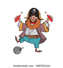 Pirates cartoon illustration on white background Vector illustration