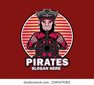 pirates cartoon mascot logo vector