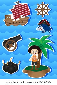 Pirates Cartoon for your design vector