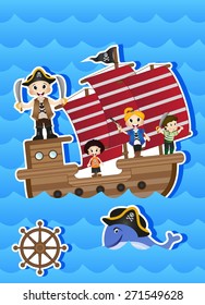 Pirates Cartoon for your design vector
