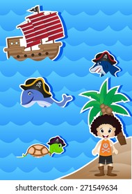 Pirates Cartoon for your design vector