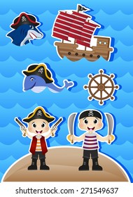 Pirates Cartoon for your design vector