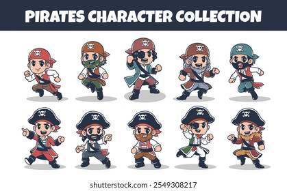 Pirates character vector illustration set