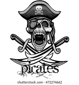 PIRATES coat of arms with skull, grunge.vintage design t-shirts
