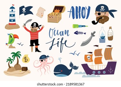 Pirates collection with cute adventure elements