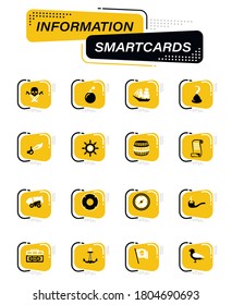 Pirata iconos vectoriales de color en tarjetas inteligentes de información para el diseño de la interfaz de usuario