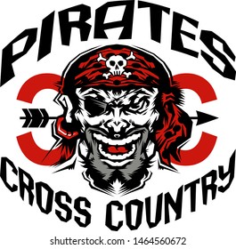 pirates cross country team design with mascot for school, college or league