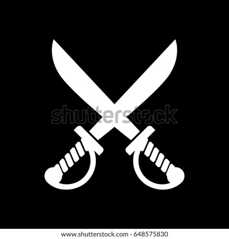 Pirates crossed sabers icon vector illustration isolated on black background