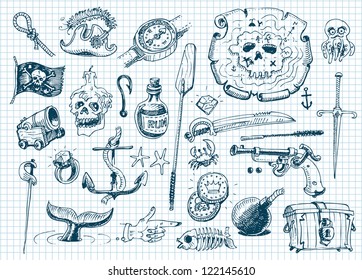 Pirates doodles set