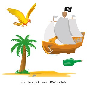 Pirates element set - vector illustration