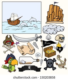 Pirates Elements Vector Set - Treasure Hunt