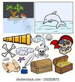 Pirates Elements Vector - Treasure Hunt