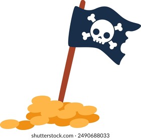 Pirates Flag With Gold Vector Illustration