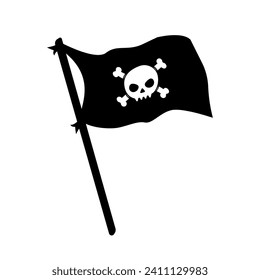 Ilustración del vector de la bandera pirata aislada en fondo blanco