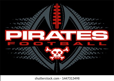 pirates football team design with skull and ball for school, college or league