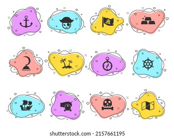 pirates glyph vector icons on color bubble shapes isolated on white background. pirates icon set for web design, mobile apps and ui design