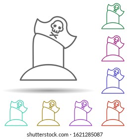 Pirate's grave in multi color style icon. Simple thin line, outline vector of pirate icons for ui and ux, website or mobile application