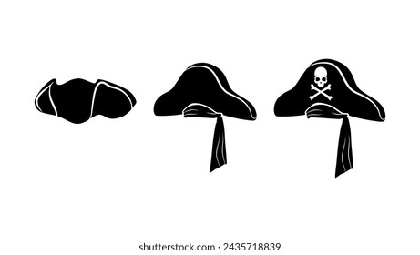 Sombrero piratas, silueta aislada negra