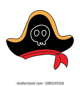 A pirate's hat of doodles in an abstract style.Vector illustration drawn by hand.