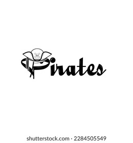 Pirates hat with text font vector graphics