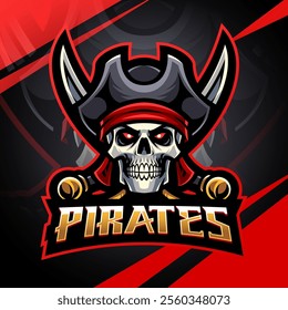 Pirates head esport mascot logo design