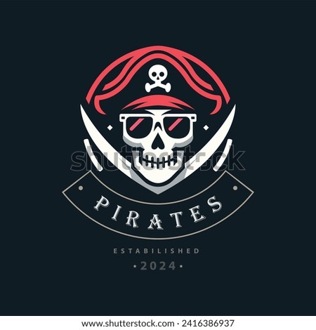 pirates head skull logo design template for brand or company and other