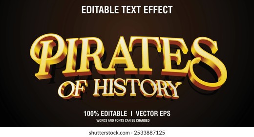 piratas do vetor de história efeito de texto 3d com design de estilo moderno