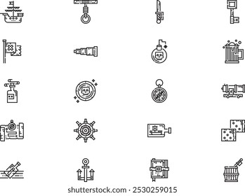 Pirates icons collection is a vector illustration with editable stroke.