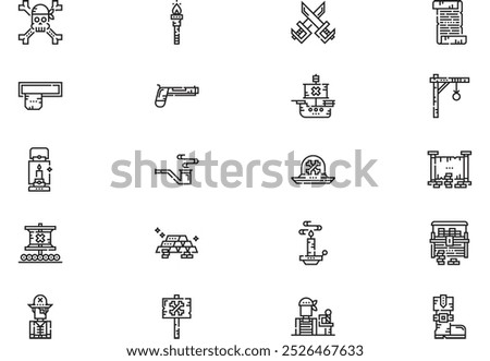 Pirates icons collection is a vector illustration with editable stroke.