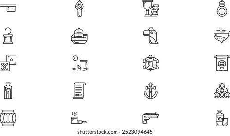 Pirates icons High-Quality Vector Icons Collection with Editable Stroke. Ideal for Professional and Creative Projects.